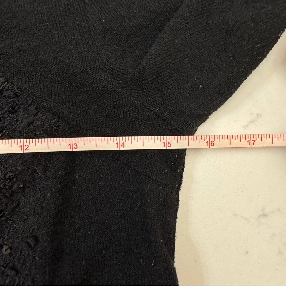 Anthropologie Deletta black boucle sequin peplum half sleeve sweater top S - Picture 11 of 14